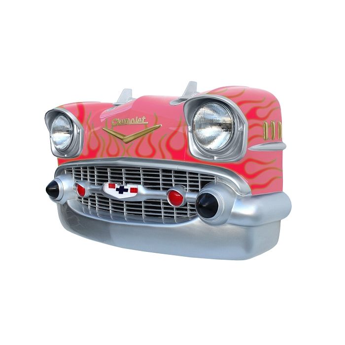 Wanddeko Chevy Rosa Front mit roten Flammen verkleinert Dekorationsfigur