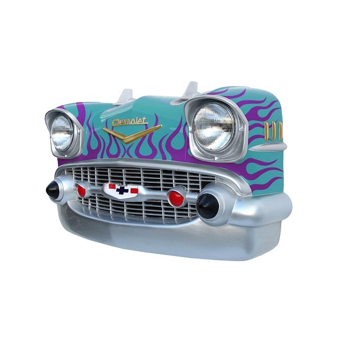 Wanddeko Chevy Hellblau Front mit lila Flammen verkleinert Dekorationsfigur