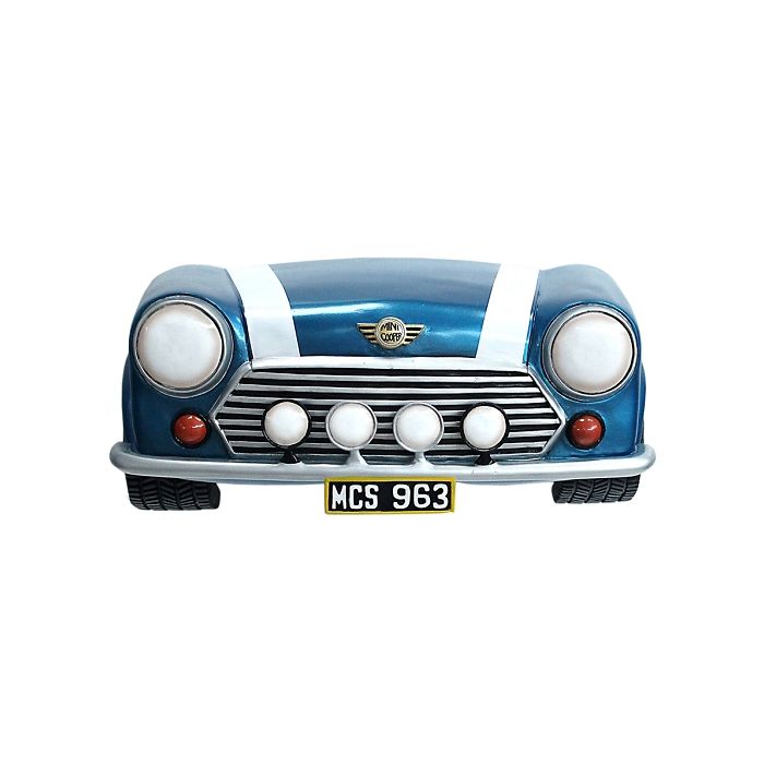 Wanddeko Mini Cooper Blau groß verkleinert Dekorationsfigur
