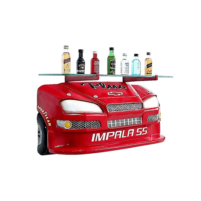 Wandregal Chevy Impala Rot mit Glasplatte verkleinert Tisch