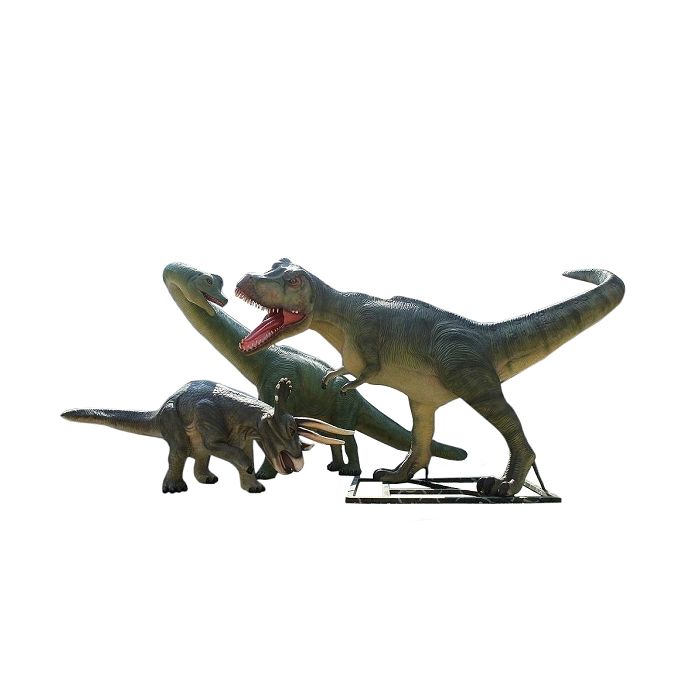 Dinosaurier Brachiosaurus mit Tyrannosaurus und Triceratops lebensgroß Deko- & Werbefigur