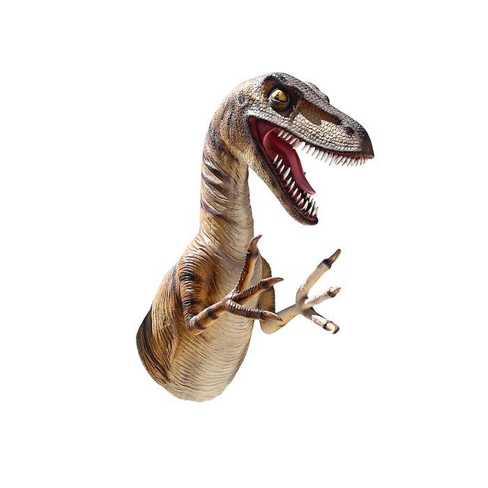 Dinosaurier Velociraptor hinter Bäumen Oberkörper lebensgroß Deko- & Werbefigur