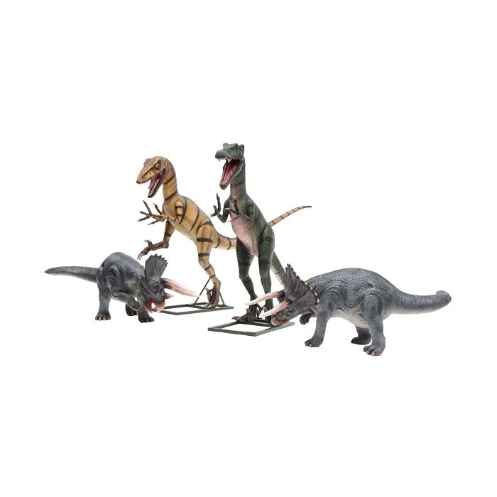 Dinosaurier Tyrannosaurus, Triceratops und Raptor lebensgroß Deko- & Werbefigur