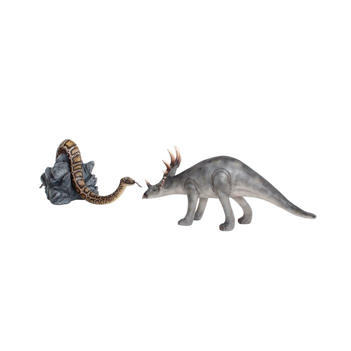 Dinosaurier Baby Triceratops und Anakonda lebensgroß Deko- & Werbefigur