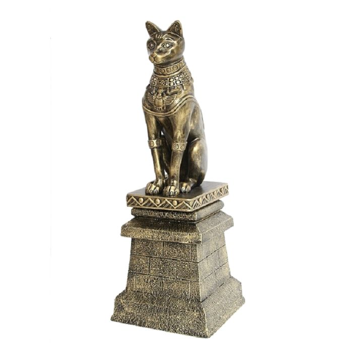 ägyptische Katze Gold auf Säule lebensgroß Deko- & Werbefigur