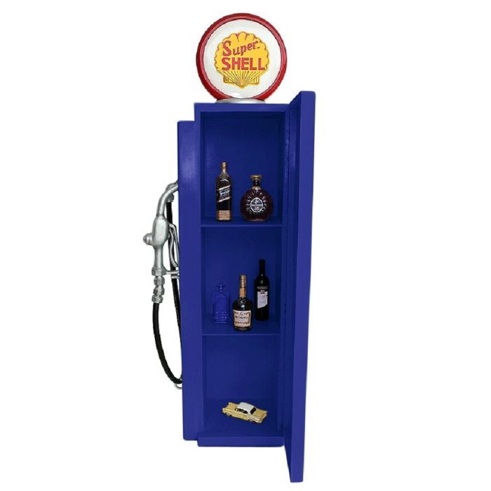 Retro Zapfsäule Blau Rot als Schrank lebensgroß Aufbewahrung