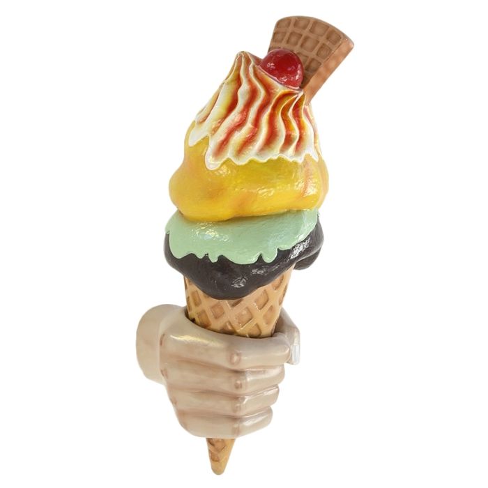 Eis mit Waffel in der Hand für Wand vergrößert Deko- & Werbefigur