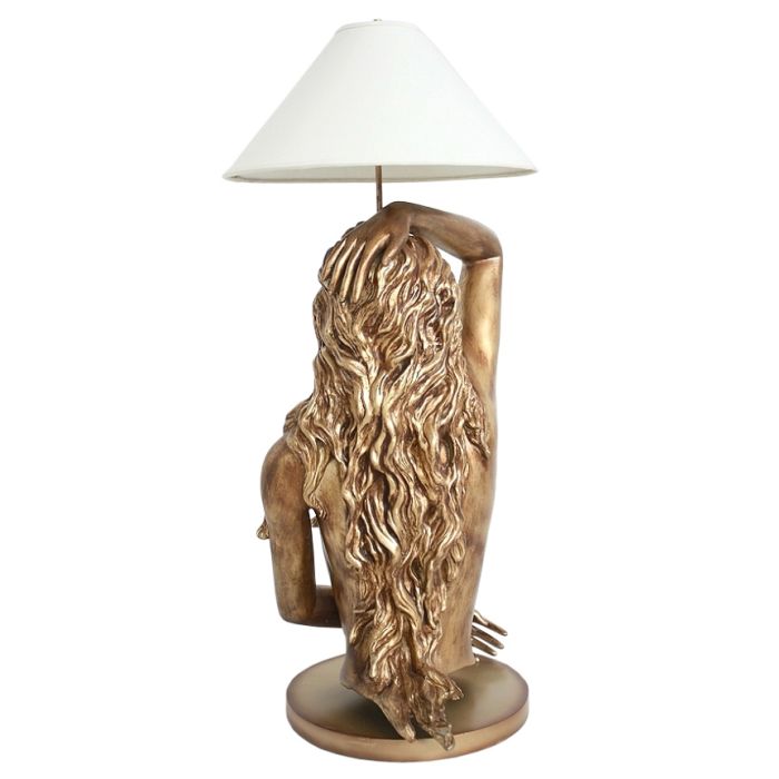 Meerjungfrau Lampe in Gold lebensgroß Beleuchtung