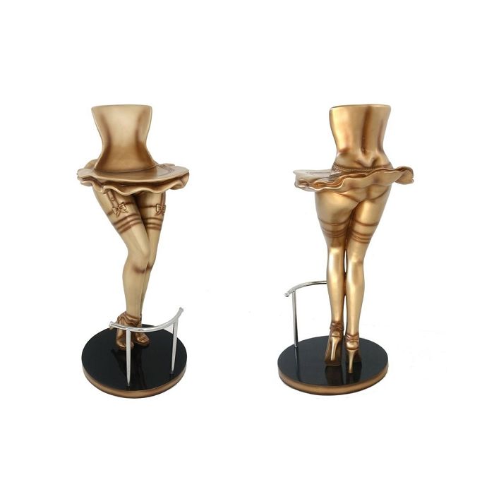 Sexy Frauenbeine Barhocker Gold lebensgroß Sitzmöglichkeit