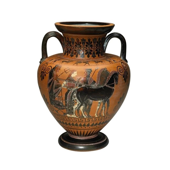 Griechische Vase mit Pferden keine Angabe Bepflanzungsmöglichkeit