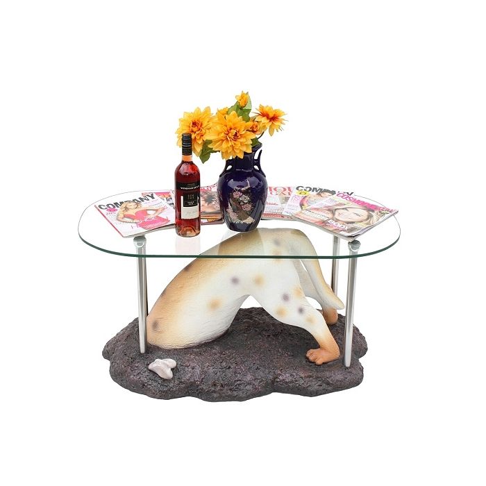 Hund buddelnd Tisch mit Glasplatte lebensgroß Tisch