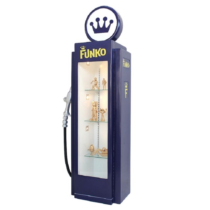 Retro Zapfsäule Dunkelblau als Vitrine lebensgroß Aufbewahrung