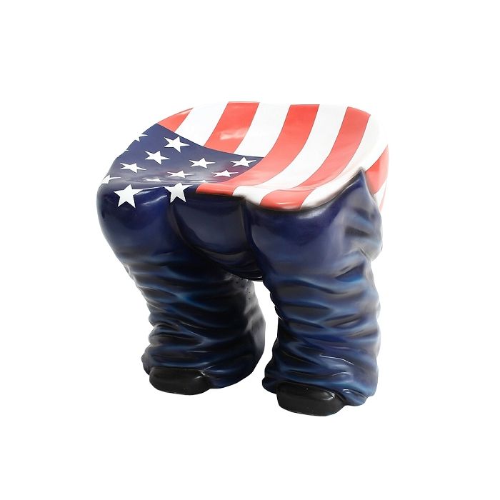 Hocker Hintern Blau mit amerikanischer Fahne lebensgroß Sitzmöglichkeit