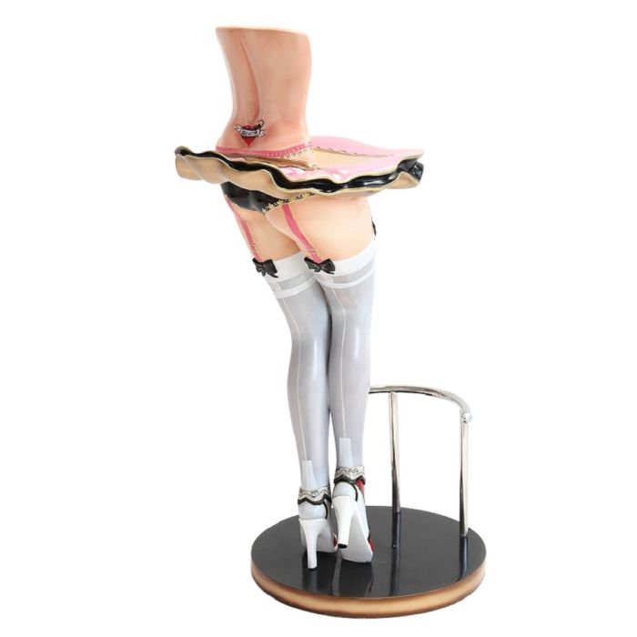 Sexy Frauenbeine mit weißen Strümpfen Barhocker lebensgroß Sitzmöglichkeit