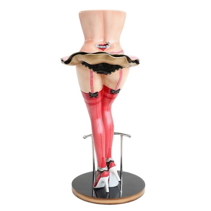 Sexy Frauenbeine mit roten Strümpfen Barhocker lebensgroß Sitzmöglichkeit