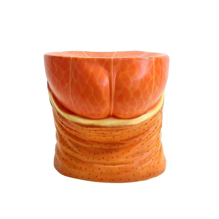 Hocker Hintern mit Orangenmuster lebensgroß Sitzmöglichkeit