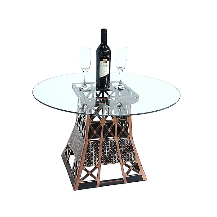 Eiffelturmstück Tisch mit Glasplatte verkleinert Tisch