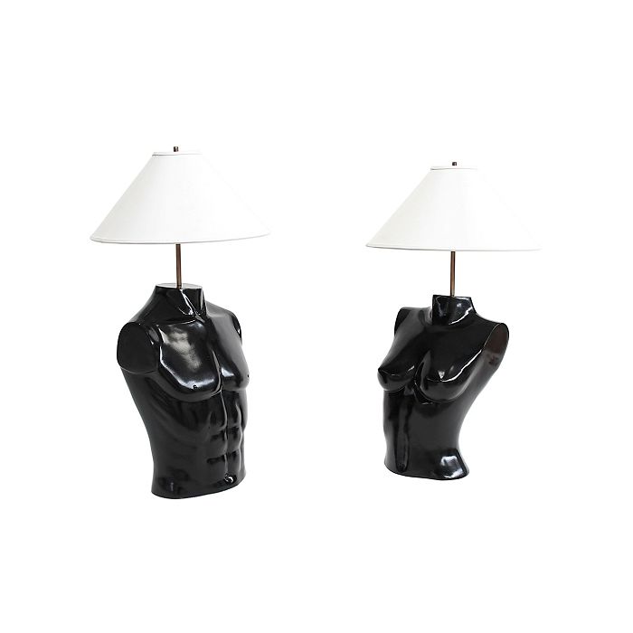 Lampe Oberkörper Weiblich und Männlich schwarz lebensgroß Beleuchtung