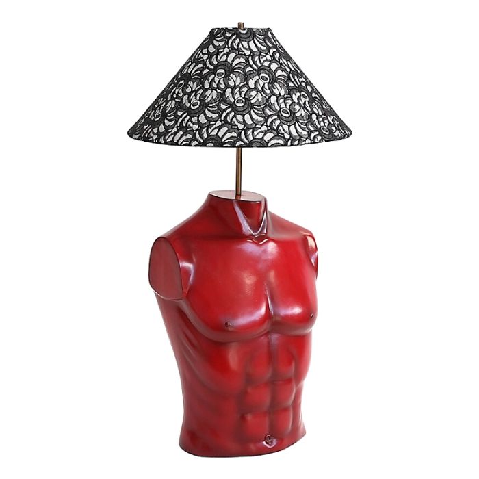 Lampe Oberkörper Weiblich rot lebensgroß Beleuchtung