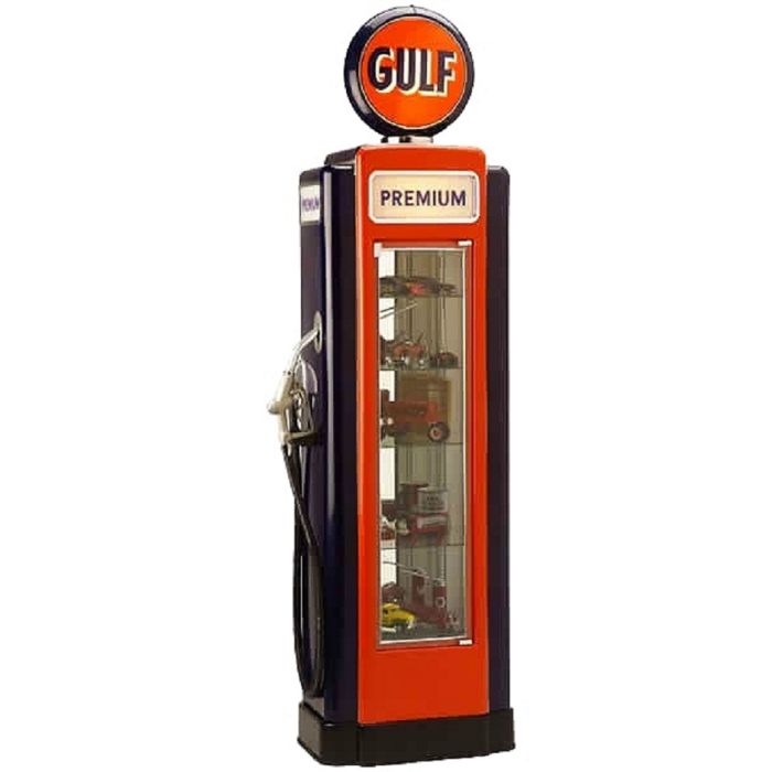 Retro Zapfsäule Schwarz Rot als Vitrine lebensgroß Aufbewahrung