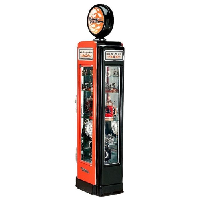 Vintage Zapfsäule Schwarz Rot als Vitrine lebensgroß Aufbewahrung