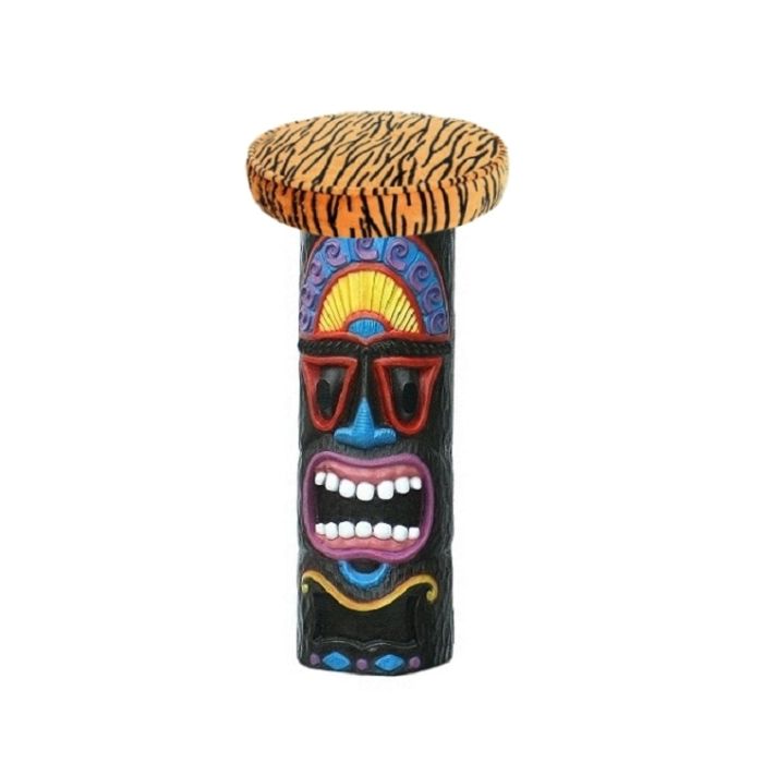Tiki Maske Barhocker mit Tigerpolster 4 lebensgroß Sitzmöglichkeit