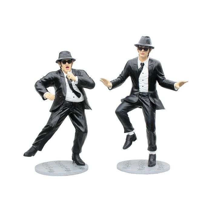 Blues Brothers in schwarzen Anzügen lebensgroß Dekorationsfigur