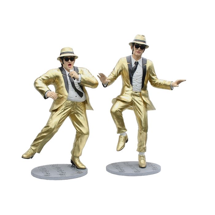 Blues Brothers in goldenen Anzügen lebensgroß Dekorationsfigur