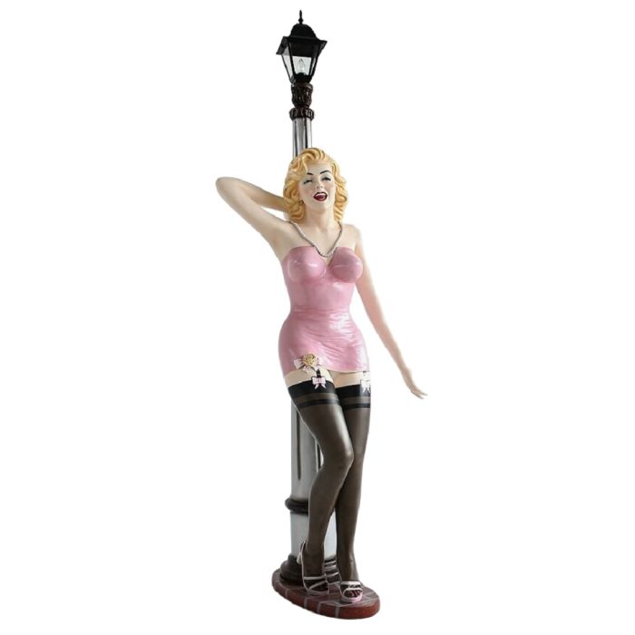 Marilyn in Rosa an Laterne lebensgroß Dekorationsfigur