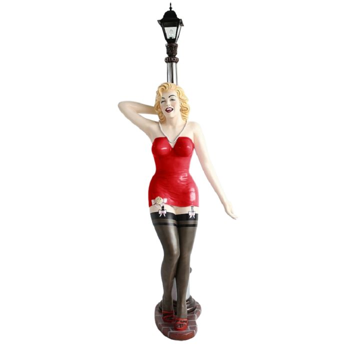 Marilyn in Rot an Laterne lebensgroß Dekorationsfigur