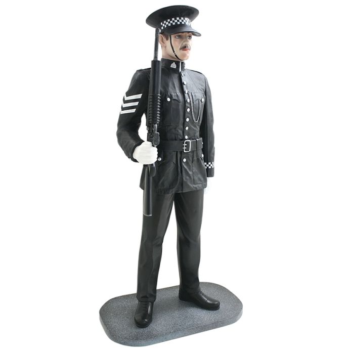 Britischer Polizist mit Waffe lebensgroß Deko- & Werbefigur