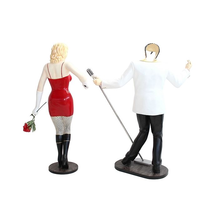 Elvis ohne Gesicht und Marilyn in Rot lebensgroß Deko- & Werbefigur
