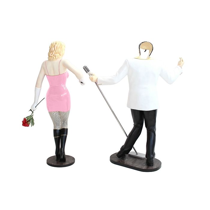 Elvis ohne Gesicht und Marilyn in Rosa lebensgroß Deko- & Werbefigur