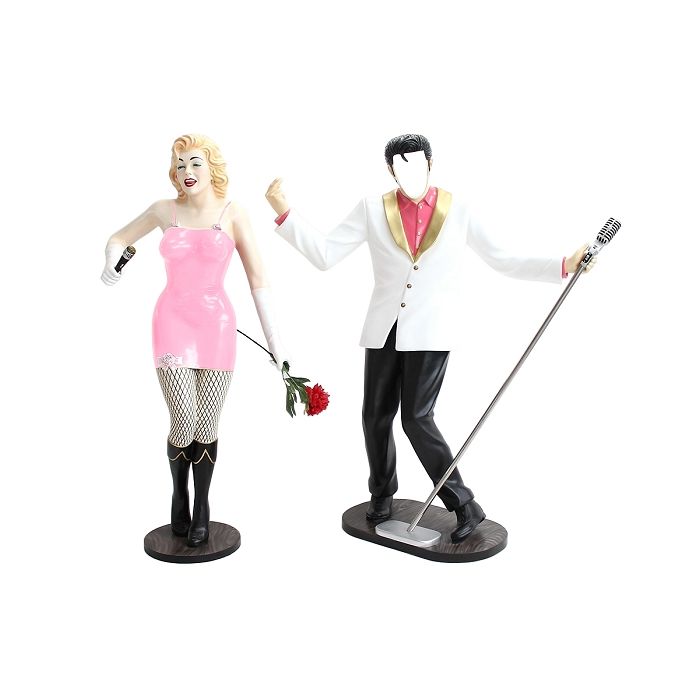 Elvis ohne Gesicht und Marilyn in Rosa lebensgroß Deko- & Werbefigur