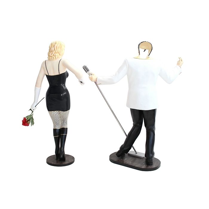 Elvis ohne Gesicht und Marilyn in Schwarz lebensgroß Deko- & Werbefigur