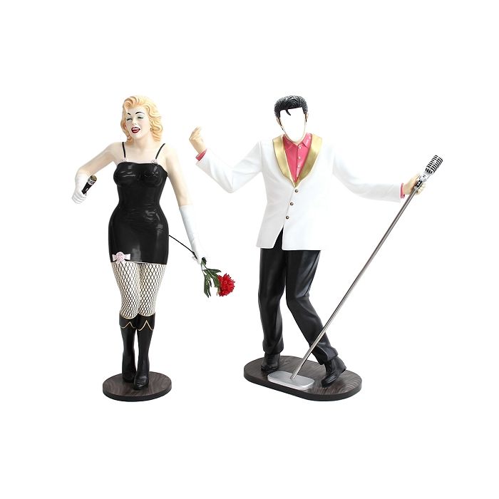 Elvis ohne Gesicht und Marilyn in Schwarz lebensgroß Deko- & Werbefigur