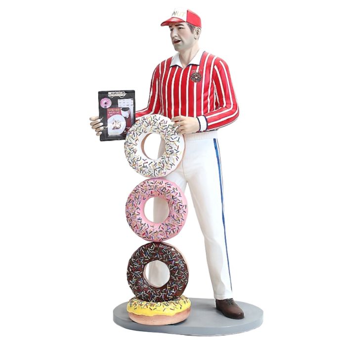 Mann mit Donuts lebensgroß Deko- & Werbefigur