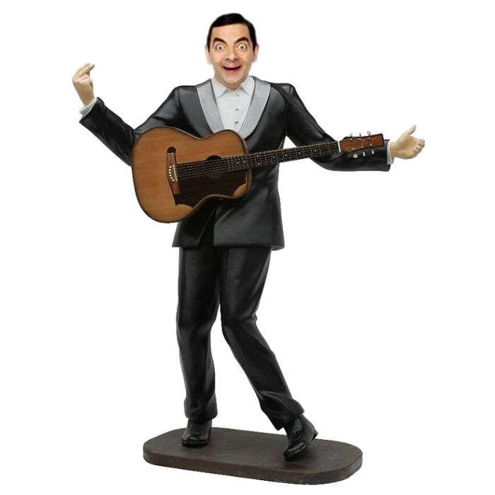 Mr Bean als Elvis im schwarzen Anzug  lebensgroß Dekorationsfigur