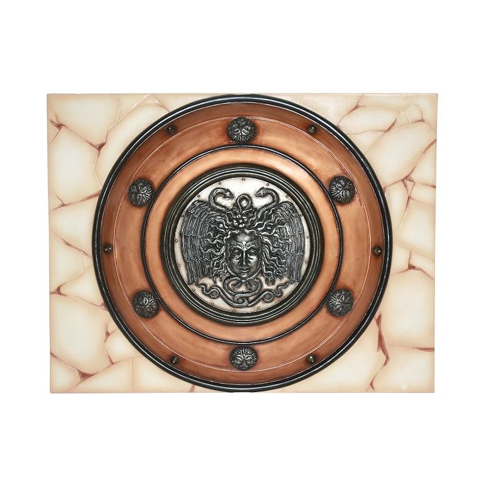 Antikes Mittelalterliches Schild mit Medusa Bronze auf Mosaik für Wand lebensgroß Diverse Dekoelemente