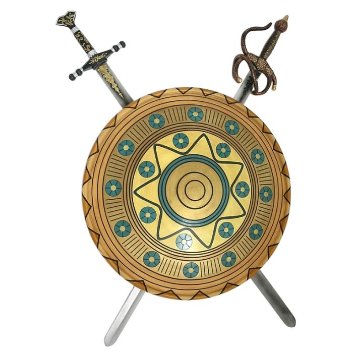 Antikes Schild Gold Blau mit 2 Schwertern lebensgroß Diverse Dekoelemente