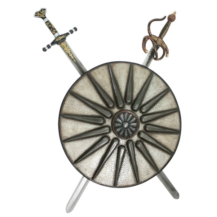 Antikes Schild Silber mit 2 Schwertern lebensgroß Diverse Dekoelemente