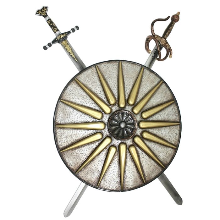 Antikes Schild Silber Gold mit 2 Schwertern lebensgroß Diverse Dekoelemente