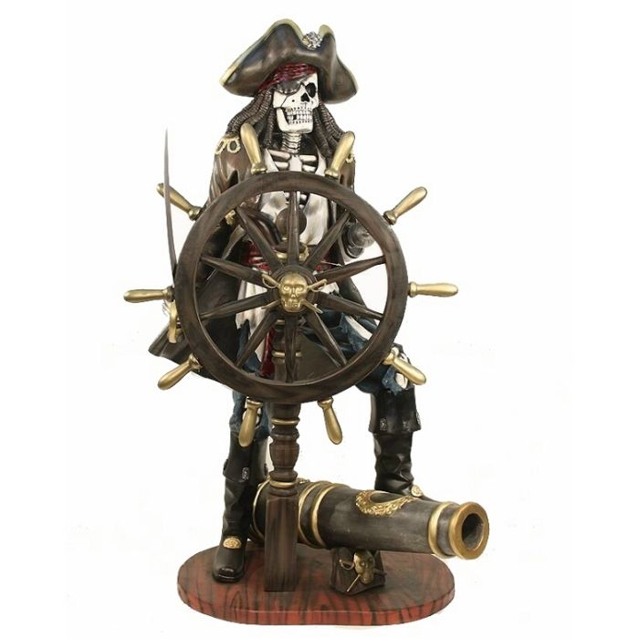 Piratenskelett mit Steuer lebensgroß Deko- & Werbefigur
