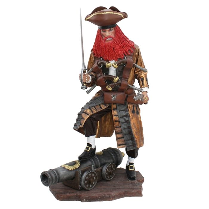 Pirat Redbeard auf Kanone lebensgroß Deko- & Werbefigur