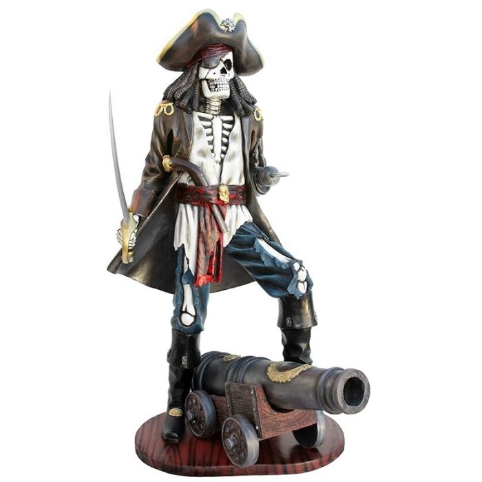 Piratenskelett auf Kanone lebensgroß Deko- & Werbefigur