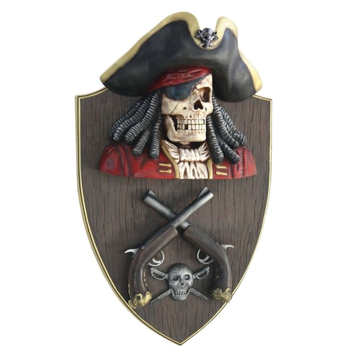 Piratenskelett mit Pistolen Wanddeko lebensgroß Dekorationsfigur