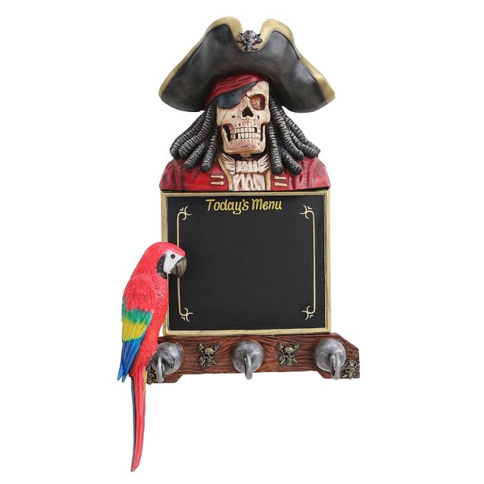 Piratenskelett Angebotstafel und Garderobe mit Papagei lebensgroß Garderobe