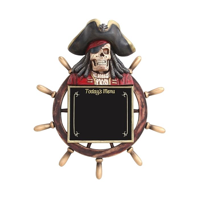 Piratenskelett Angebotstafel mit Steuer lebensgroß Dekoköpfe & Büsten