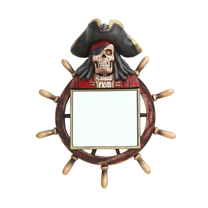 Piratenskelett Spiegel mit Steuer lebensgroß Spiegel