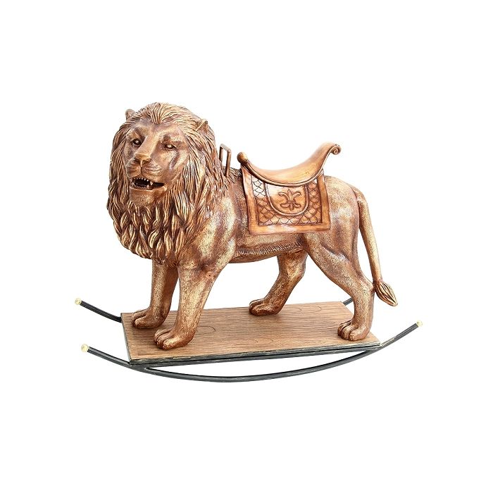 Goldener Löwe mit Sattel Schaukel lebensgroß Schaukelfunktion
